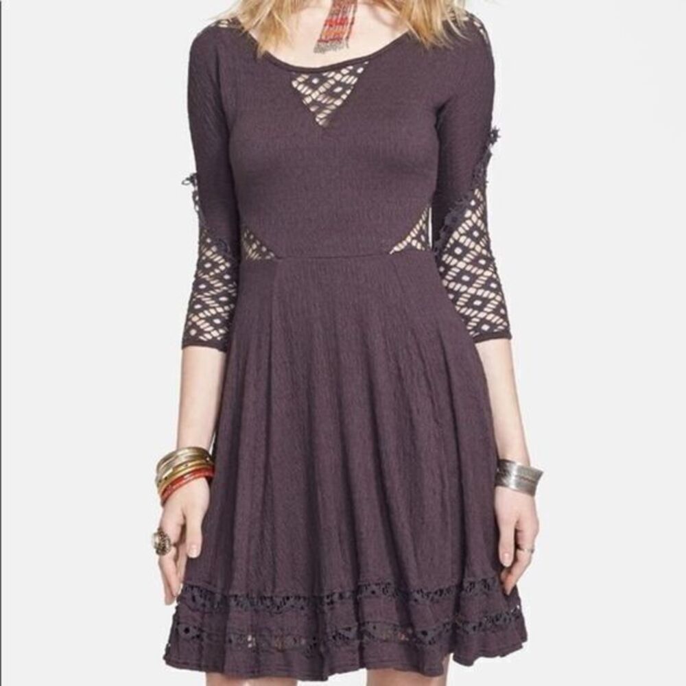 Free People to the point charcoal dress medium
